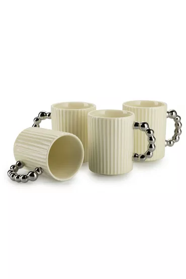 HowHomely Serwis kawowy Luca Silver Cream