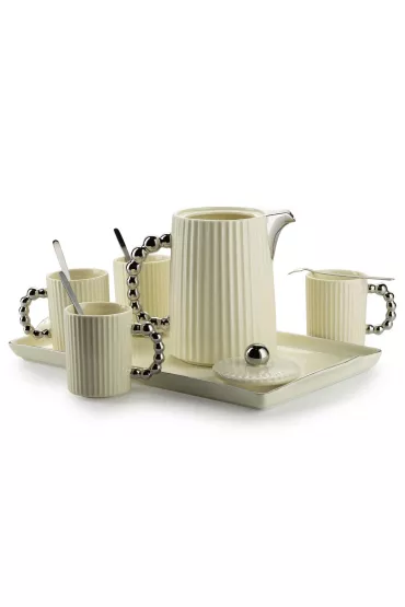 HowHomely Serwis kawowy Luca Silver Cream