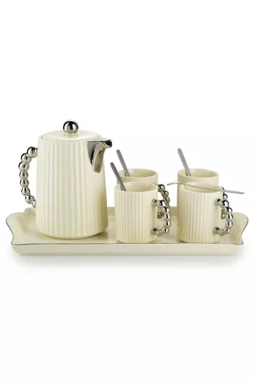HowHomely Serwis kawowy Luca Silver Cream