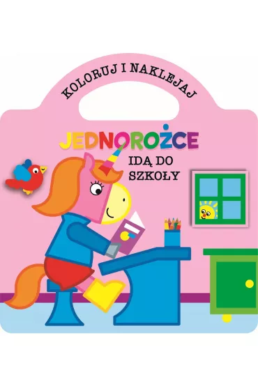 Jednoro�ce id� do szko�y. Koloruj i naklejaj