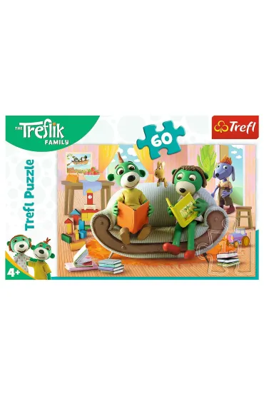 Puzzle 60 el. Wsp�lne czytanie bajek. Rodzina Treflik�w