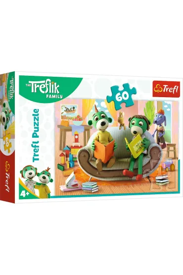 Puzzle 60 el. Wsp�lne czytanie bajek. Rodzina Treflik�w