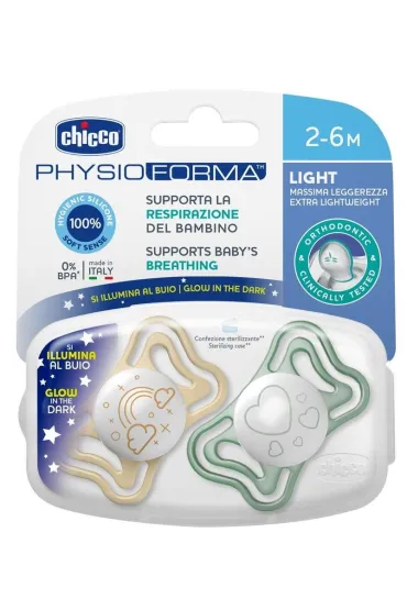 Chicco Smoczek uspokajaj�cy light silikon lumi 2-6m 2 szt.