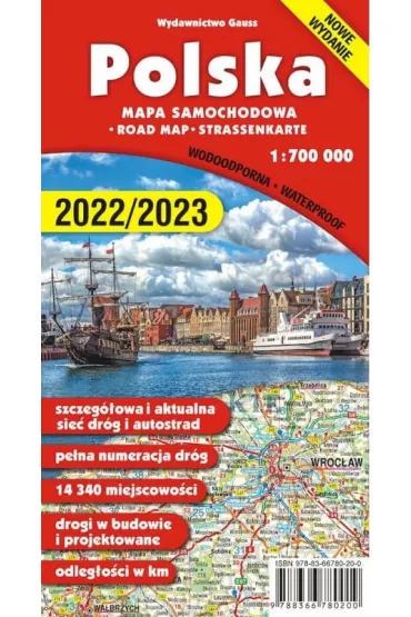 Polska. Mapa samochodowa 1:700 000. Wydanie foliowane