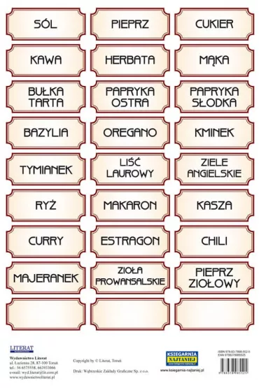 Literat Naklejki Przyprawy