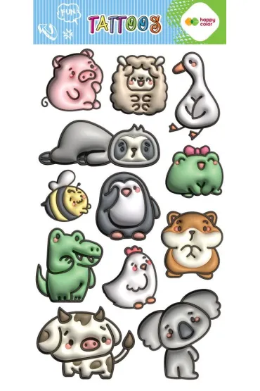 Tatua�e zmywalne Bubble Animals HAPPY COLOR