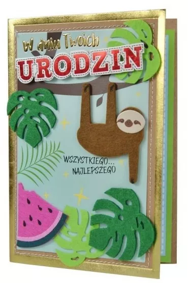 Kukartka Karnet B6 Urodziny leniwiec FR-015