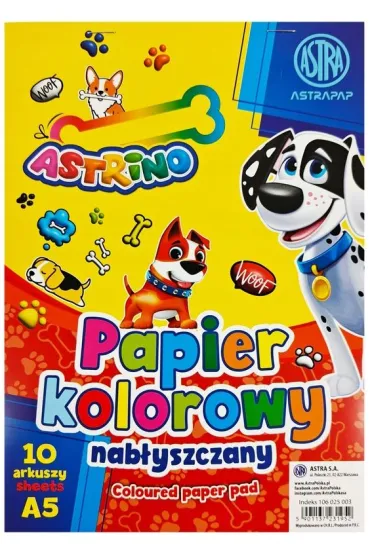 Astra Zeszyt papier�w kolorowych nab�yszczanych A5/10k