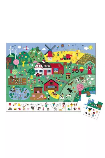 Puzzle obserwacyjne w walizce Farma 3+ Janod