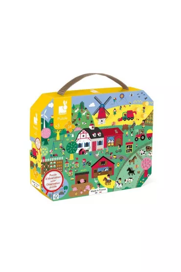 Puzzle obserwacyjne w walizce Farma 3+ Janod