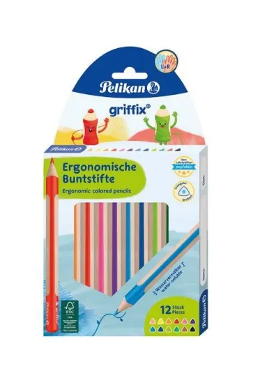 Pelikan Kredki o��wkowe tr�jk�tne Griffix 12 szt.