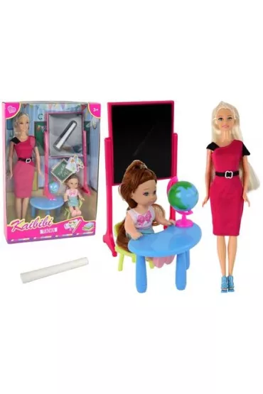 Lalka nauczycielka z uczennic� + akcesoria LeanToys