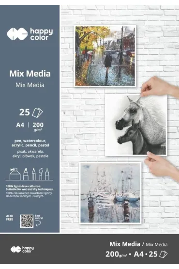 Blok Mix Media Art A4/25 200g Happy Color