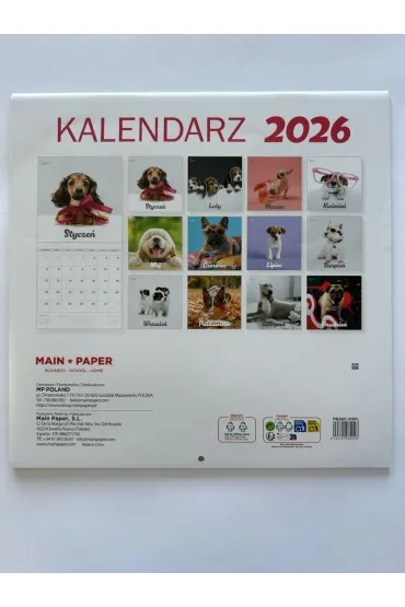 Cervantes Kalendarz 2026 �cienny 30x30cm Psy