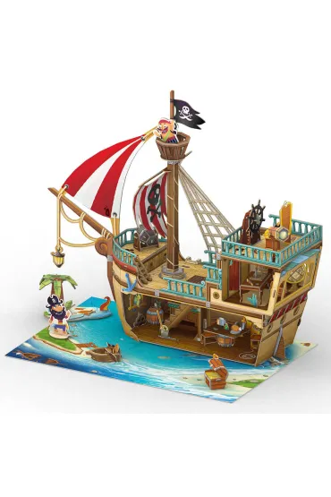 Puzzle 3D 157 el. Piracki statek skarb�w Cubic Fun