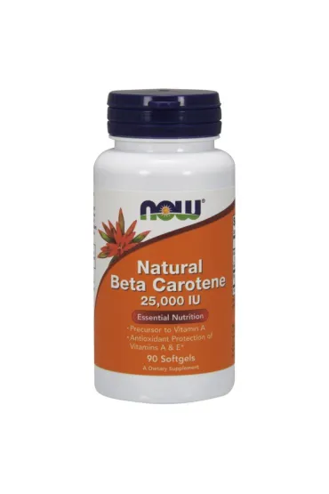 Now Foods Beta Karoten natural 25000 IU + witamina E Suplement diety 90 kaps.