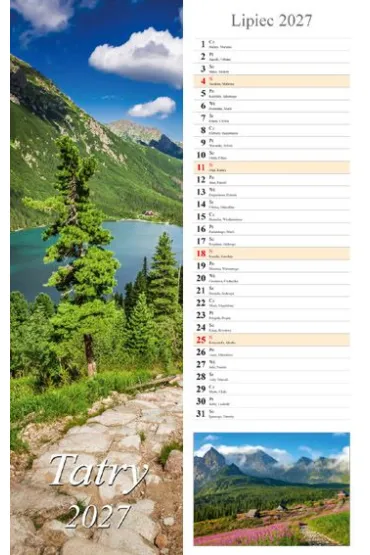 Kalendarz 2027 paskowy Tatry