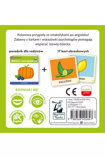 Angielski. Owoce i warzywa. Karty obrazkowe i poradnik. Kapitan Nauka