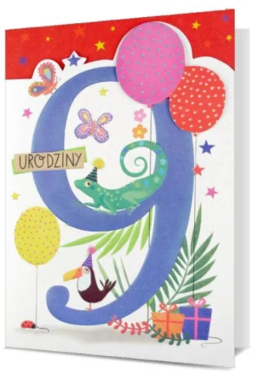 Pan Dragon Karnet B6 HM-200 9 Urodziny, gekon, granat HM-200-2877