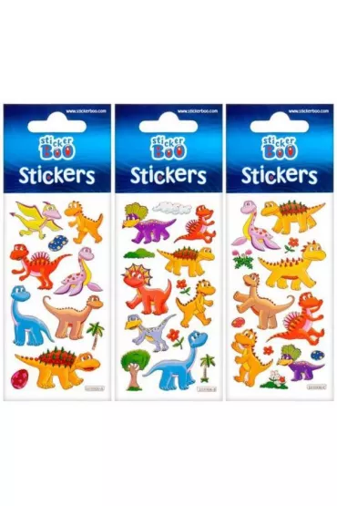 Sticker Boo Naklejki silver Dinozaury