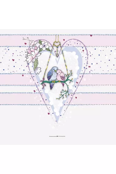 Clear Creations Karnet Swarovski kwadrat CL0224 Ptaszki w sercu