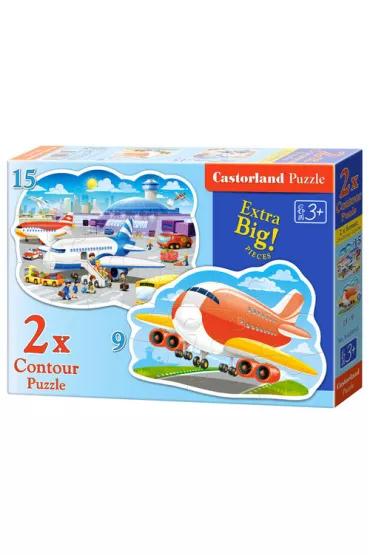 Puzzle Contour 2w1 9+15 el. Airport Adventures Castorland