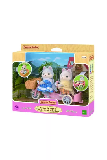 Sylvanian Pieski Husky na rowerze