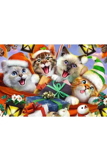 Puzzle drewniane 500+1 el. �wi�teczne kotki Trefl