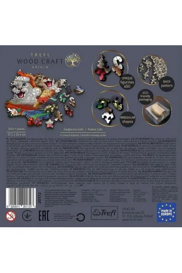 Puzzle drewniane 500+1 el. �wi�teczne kotki Trefl