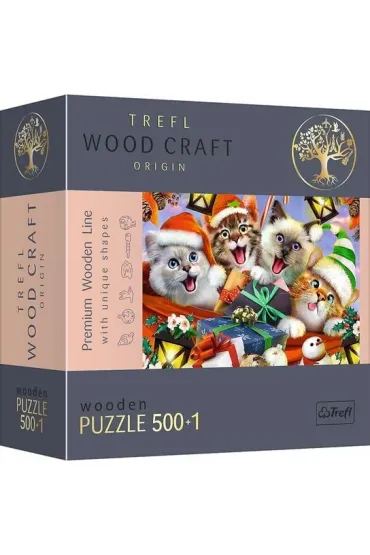 Puzzle drewniane 500+1 el. �wi�teczne kotki Trefl