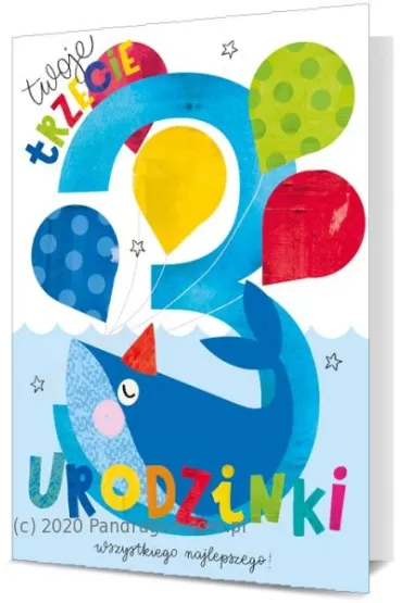 Pan Dragon Karnet B6 3 Urodziny - baloniki K.B6-1841