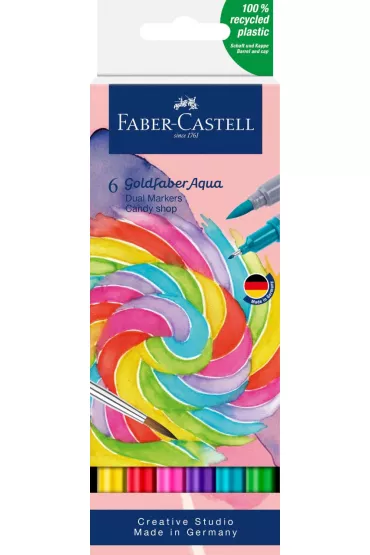 Faber-Castell Pisak akwarelowy goldfaber aqua dwustronny zestaw candy shop 6 szt.