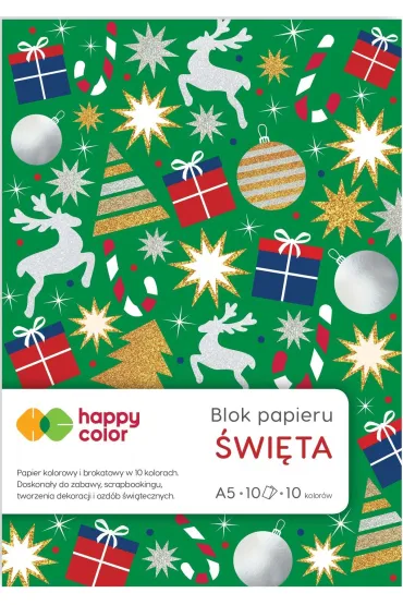 Happy Color Blok kolorowy i brokatowy XMAS A5 10 kartek