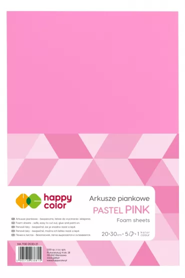 Happy Color Arkusze piankowe, r�owe pastelowe, A4, 5 arkuszy 5 szt.