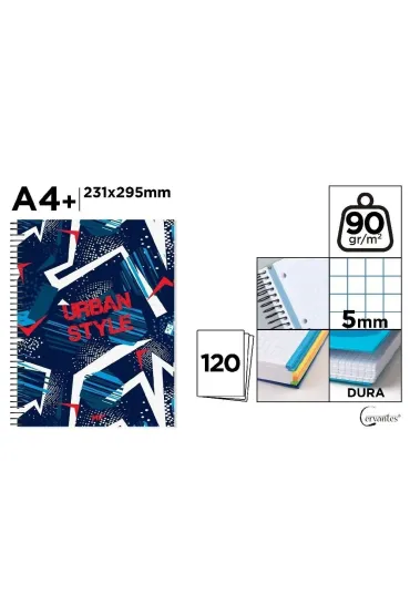 Cervantes Notatnik A4+/120K ko�owy kratka urban style