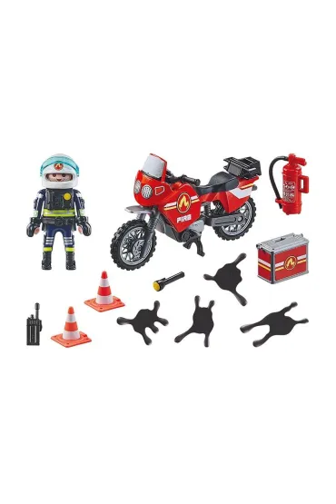 Playmobil Action Heroes Motocykl stra�y po�arnej na miejscu wypadku 71466