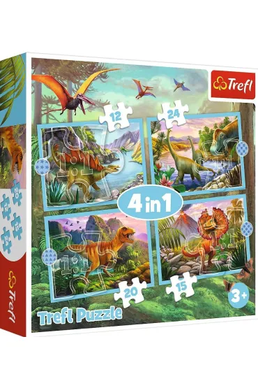 Puzzle 4w1 - Wyj�tkowe dinozaury (12+15+20+24 el.) Trefl