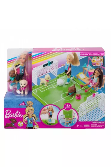 Barbie Dreamhouse Adventures - Zestaw Boisko do Pi�ki no�nej + Lalka Chelsea Mattel
