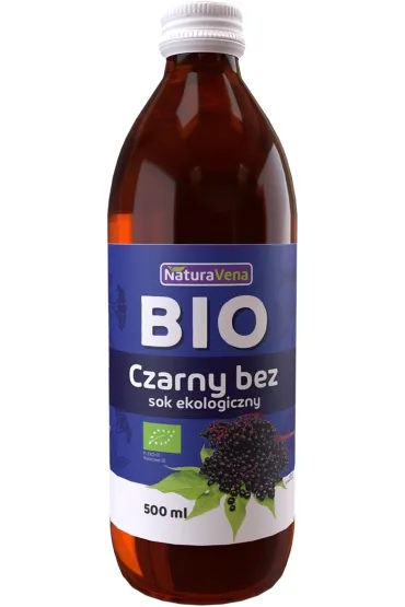 NaturaVena Sok z czarnego bzu 100 % (uszkodzone opakowanie) 500 ml Bio