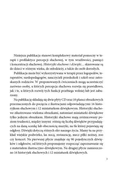 Historyjki s�uchowe i d�wi�kowe. Materia� ilustracyjno-d�wi�kowy do usprawniania percepcji i pami�ci s�uchowej dla dzieci i m�odzie�y - Iwona Tomasik, Katarzyna Sz�apa, S�awomir Wrzesi�ski