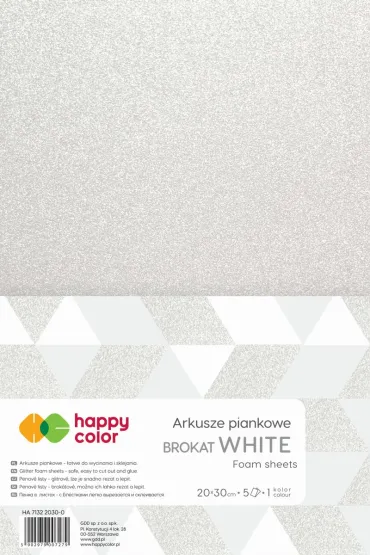 Happy Color Arkusze piankowe brokatowe A4 bia�e 5 szt.