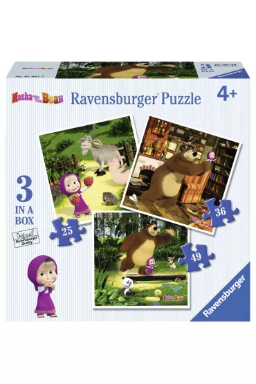 Puzzle 3w1 25+36+49 el. Masza i Nied�wied� Ravensburger