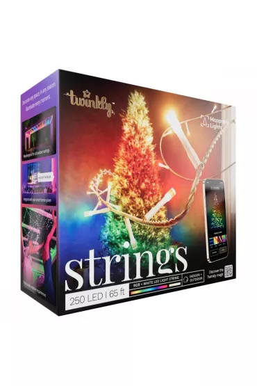 Twinkly Inteligentne lampki choinkowe Strings 250 RGBW LED, �a�cuch, przezroczysty przewód, 20 m, IP44