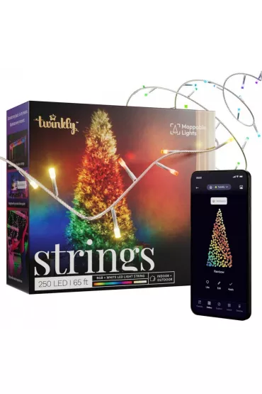 Twinkly Inteligentne lampki choinkowe Strings 250 RGBW LED, �a�cuch, przezroczysty przewód, 20 m, IP44