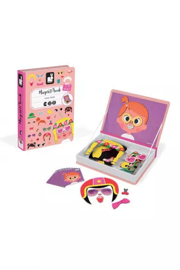 Puzzle Magnetyczna ukadanka mieszne buzie Dziewczynka Magnetibook Janod