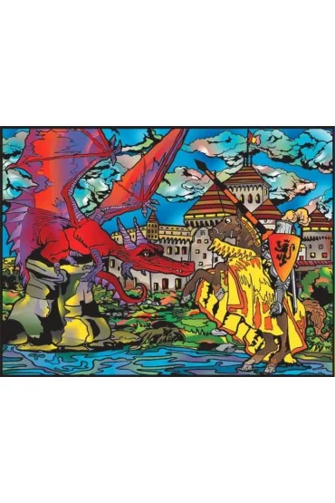 Kolorowanka welwetowa 47x35cm Smok i zamek