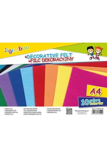 Gimboo Filc dekoracyjny A4 10 kolor�w