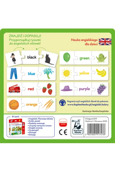 Puzzle Kapitan Nauka. Uk�adanki malucha. Angielski. Kolory 1-3 lata Edgard - Monika  Karpi�ska