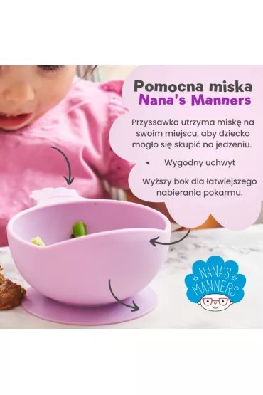 Nana`s Manners Etap 1, Miska silikonowa z przyssawk� i uchwytem, fioletowa