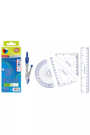 Starpak Cyrkiel metalowy + zestaw geometryczny w etui